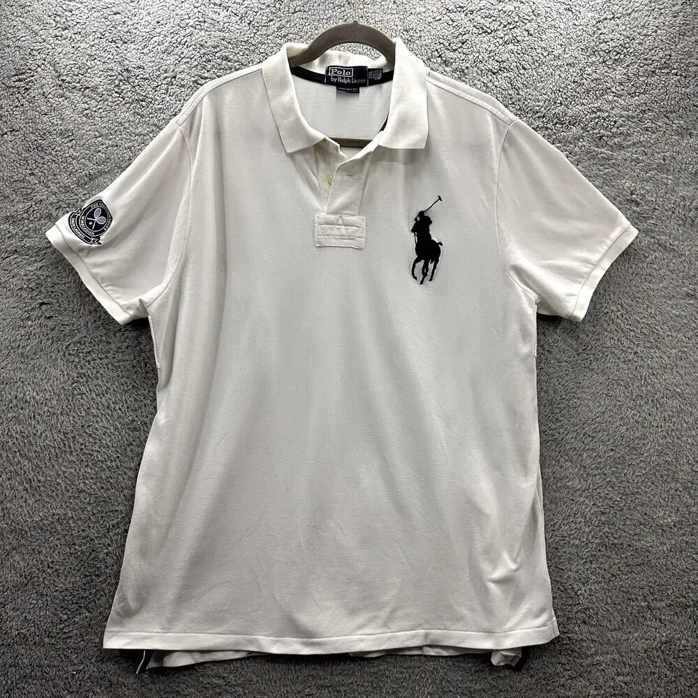Vintage Polo Ralph Lauren 2XL White Wimbledon Polo Casual Tennis Big Pony - Picture 1 of 10